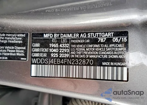 2015 Mercedes-Benz Cla 250 из США, поврежденный, VIN WDDSJ4EB4FN232870